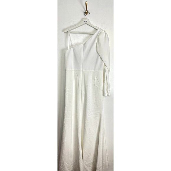 MAC DUGGAL One Shoulder Puff Sleeve Gown in White Size US 14 - Picture 7 of 10